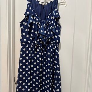 Annabella Navy and White Polka Dot Dress